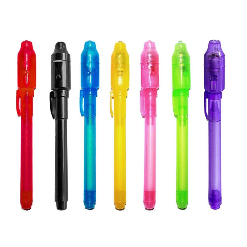 Magic Luminous Light Pen Magic UV Light 2 in 1 Invisible Ink Moonovol Marker Pen For Kids Students Novelt 4/7pcs