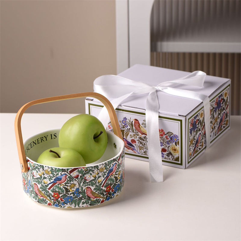 Tragbarer Obstkorb Wohnzimmer Haushalt Couch tisch Snacks Trocken frucht Lagerung Keramik Vogel Pflanze Druck Aufbewahrung skorb
