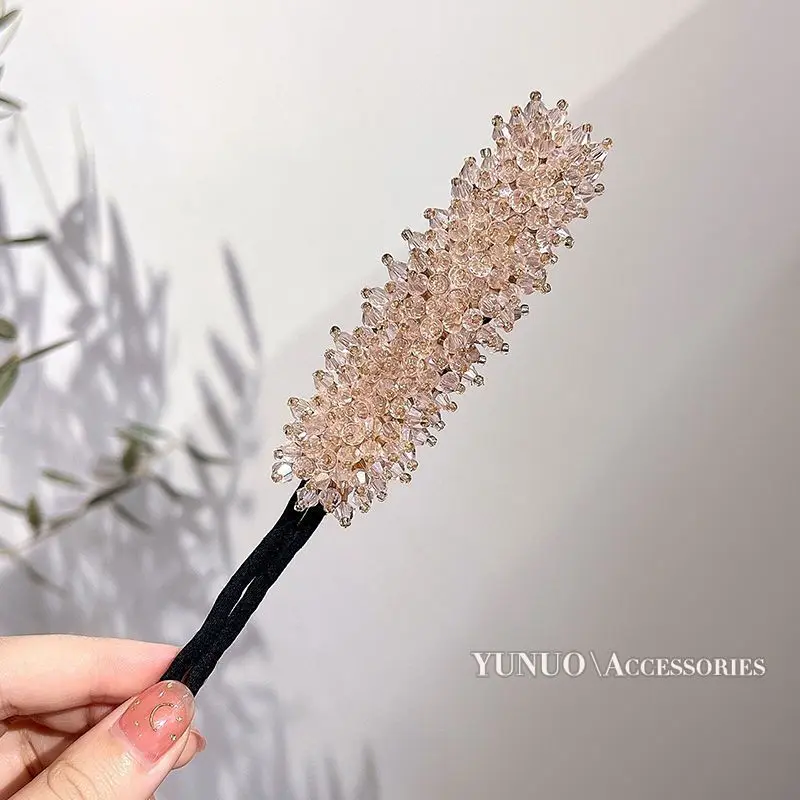 Donut de cristal Floral Updo para mujer, palo de pelo fácil de hacer moños, placa de bricolaje, diadema flexible, accesorios para el cabello,