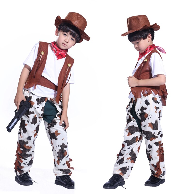 Disfraz de Halloween para niños, disfraz de vaquero para escenario, disfraz de Mascarada, traje de vaquero instalado para padres,