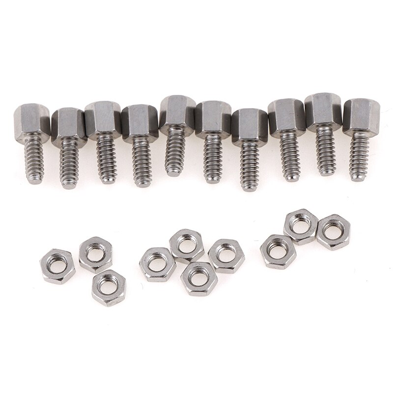 10Sets 5+7mm Header Plate Bracket Stud Bolt & Nut Nuts Screw D-Sub VGA DB9 DB15 DB25 RS232 COM Serial