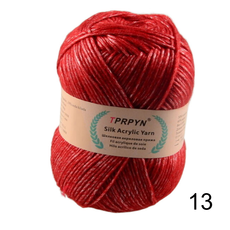 100g 1Pc Hand breien Metallic katoenen Garen zijde acryl Garen om trui deken hoed lijn Haken tas slipper Draad: Rood