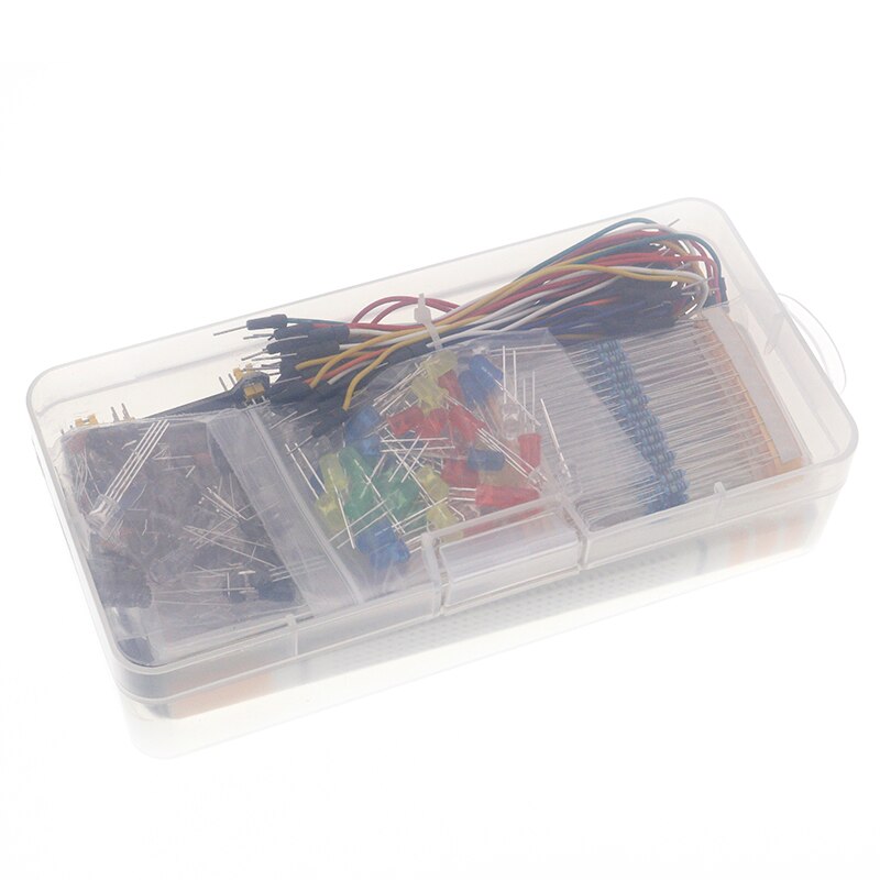 Electronics Component Basic Starter Kit with 830 Tie-points Breadboard Cable Resistor Capacitor LED Potentiometer Box Packing