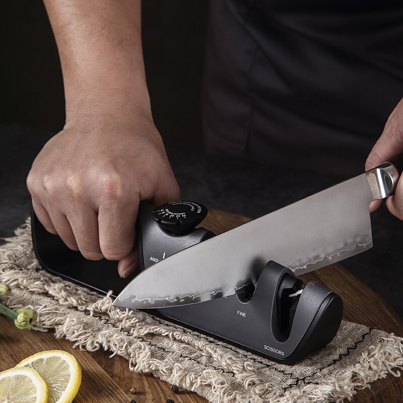 4- trins sakse knive slibemaskine køkkensliber vinkel justerbare knive keramisk bryne kniv slibning
