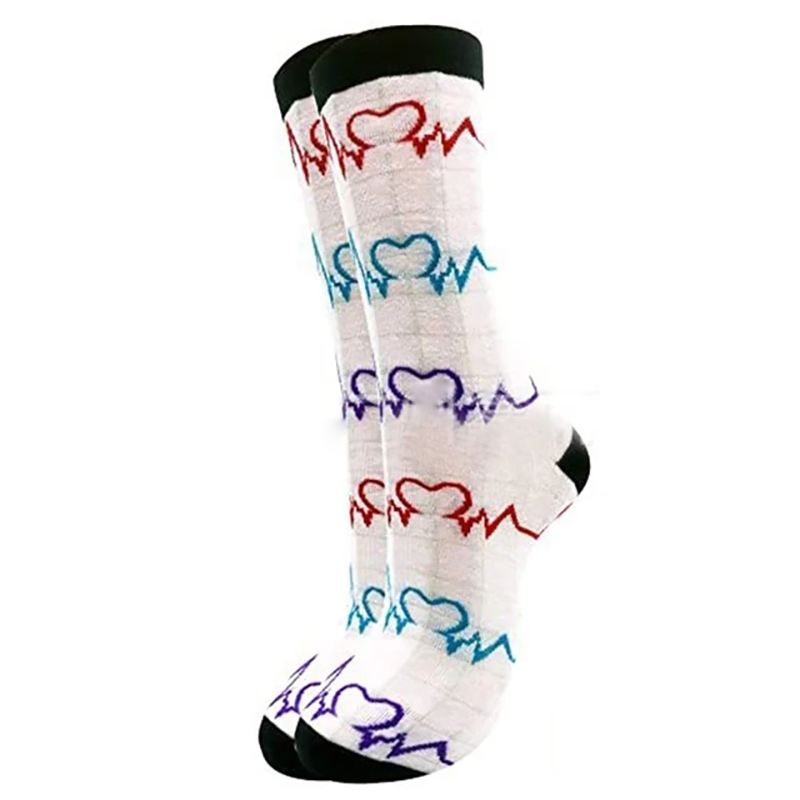 Doctor Nurse Print Greys Anatomy Cotton Socks Casual Breathable Soft Funny Novelty Middle Tube Sock For Friends: WHITE