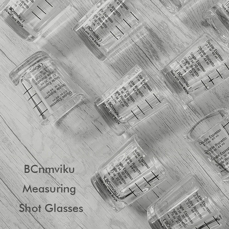 Square Espresso Shot Glasses 2 oz 60m Transparent Thickened Double Wall Ounce Cup 60ml Measuring Scales Coffee Cup