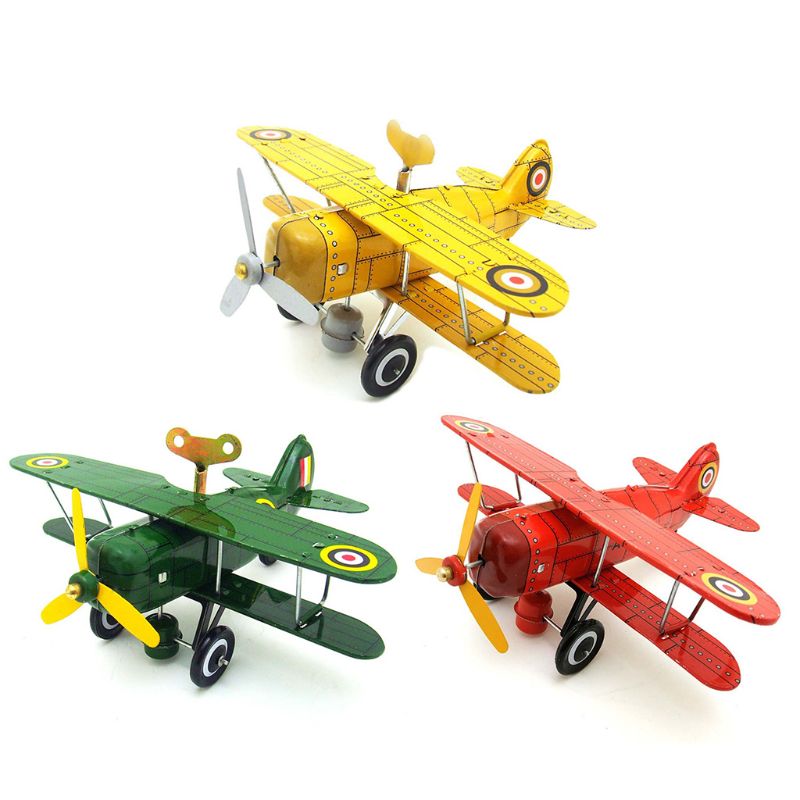Vintage Mini Vliegtuig Retro Metalen Decoratieve Vliegtuigen Model Handwerk Modellen