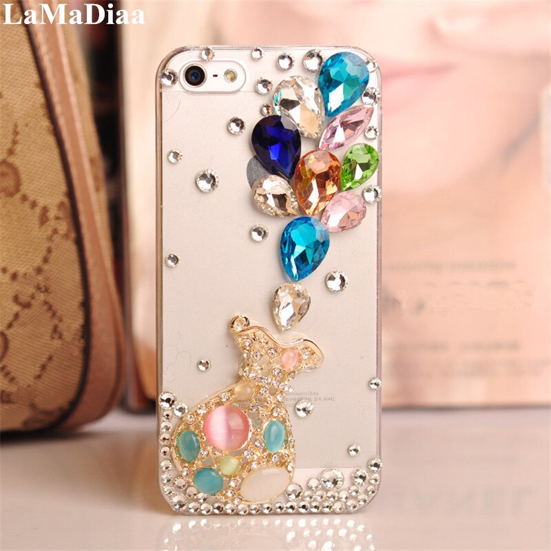 Lamadiaa Luxe 3D Kleurrijke Diamond Rhinestone Bling Gevallen Voor Iphone 11 12 Mini Pro Xs Max Xr X 8 7 6 Plus Diy Crystal Coque