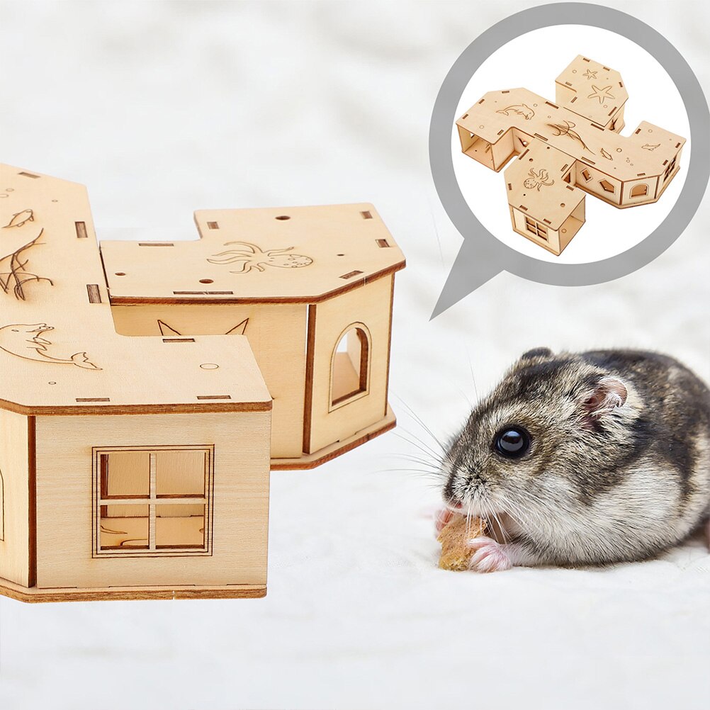 2pcs Wooden Hamster Tunnel Maze Pet Labyrinth Small Animals Exercising