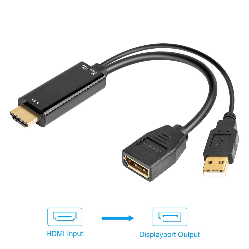 Hdmi displayport adapter hdmi naar displayport kabel met USB 2.0 Power hdmi male naar dp vrouwelijke converter voor dell Monitor hdtv