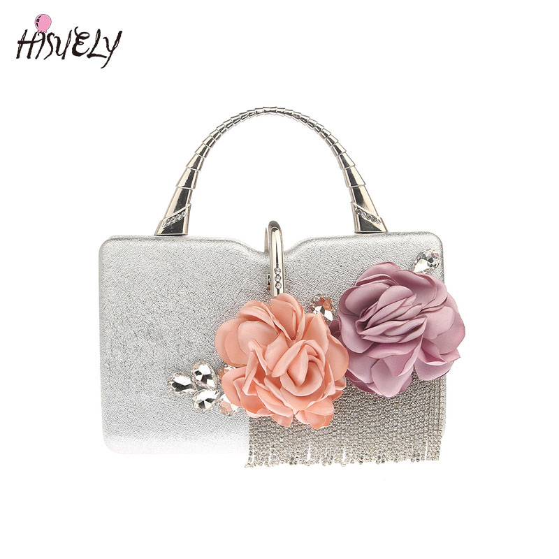 2022 Flowers diamond Evening Bag Day Clutch Hand Bag Bride Bag Bling Gold Wedding Purse Female Handbag WY225