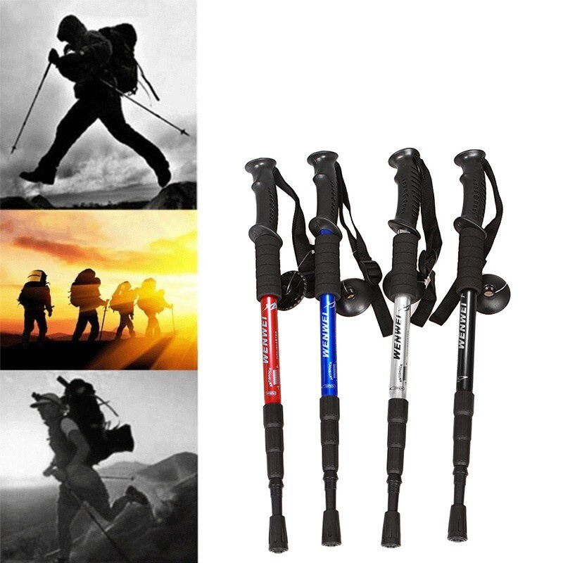 Trekking al aire libre escalada Anti Shock senderismo Trekking rastro polos palo ajustable bastones 4-Las secciones de senderismo accesorios # g4