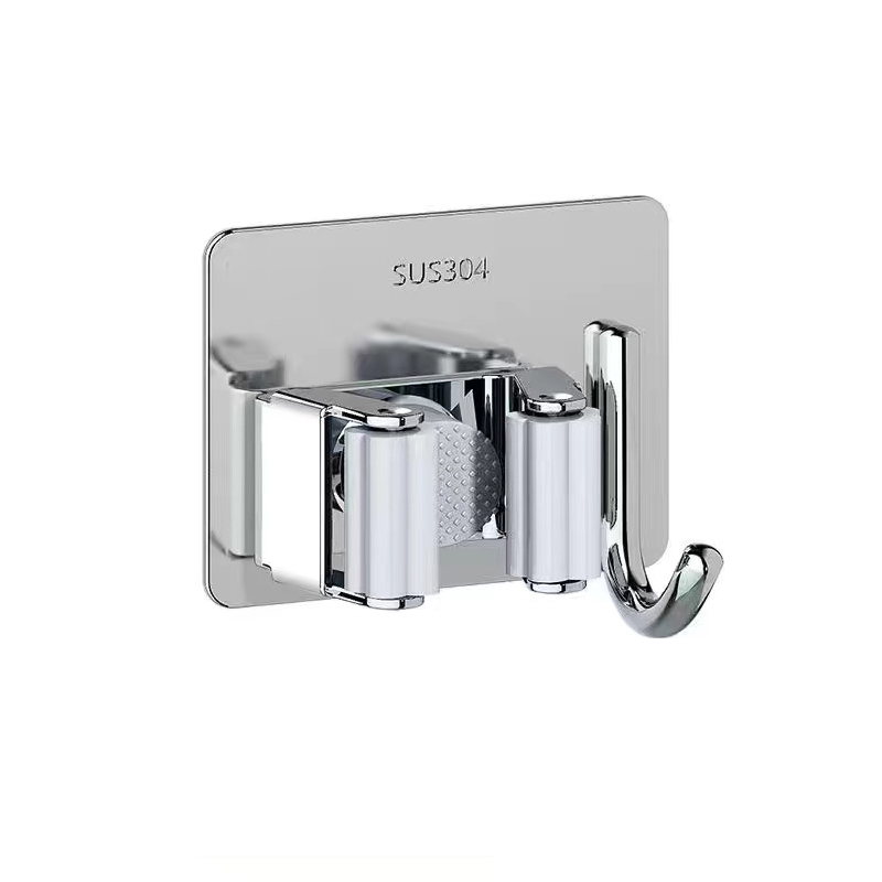 Soporte para fregona de acero inoxidable 304, autoadhesivo montado en la pared, para cocina y baño, colgador de escoba multiusos impermeable, gancho fuerte: Bronce