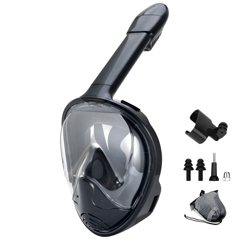 Volledige Gezicht Snorkel Masker Met Afneembare Camera Mount, snorkelen Zwemmen Duiken Masker Wide View Anti-Fog Anti-Lek Voor Volwassen Kinderen: Light Grey / L/Xl