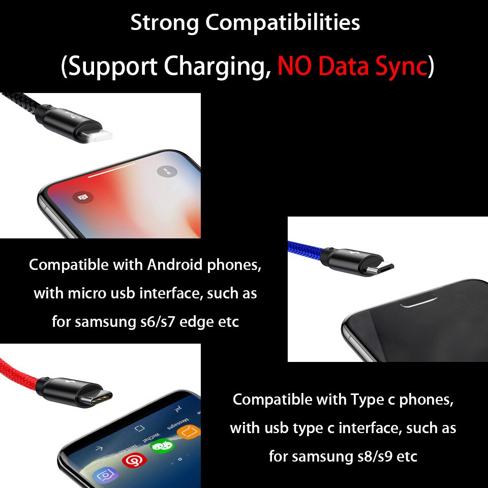 Micro usb multi laddningskabel för huawei honor 9 8 lite 9i 8x max 7c usb typ c sladd mobiltelefon laddare microusb kabel