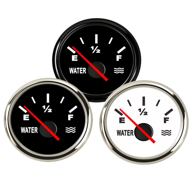 0 ~ 190 ohm vandtank niveaumåler indikator 52mm automatisk marinebåd vandstandsmåler med baggrundsbelysning