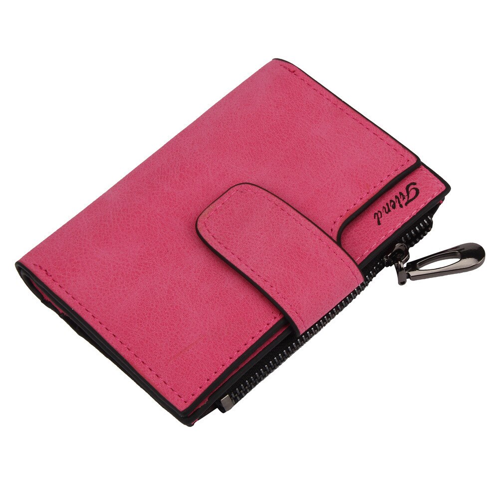 Women men Mini Grind magic Bifold PU Leather Wallet Card Holder Wallet Purse purple Grey Solid color Portable key Wallets: 3