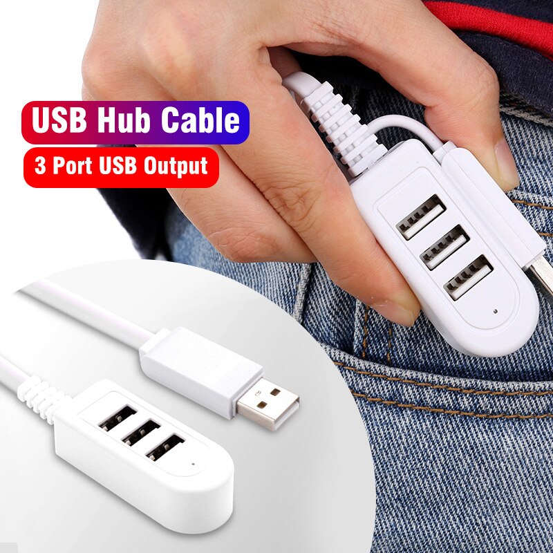 ANKNDO USB Hub Cable 3 Port USB 2.0 Hab PC Laptop Adapter Cable 120cm 30cm Mini Hub Adapter USB Splitter Laptops Extender Cable