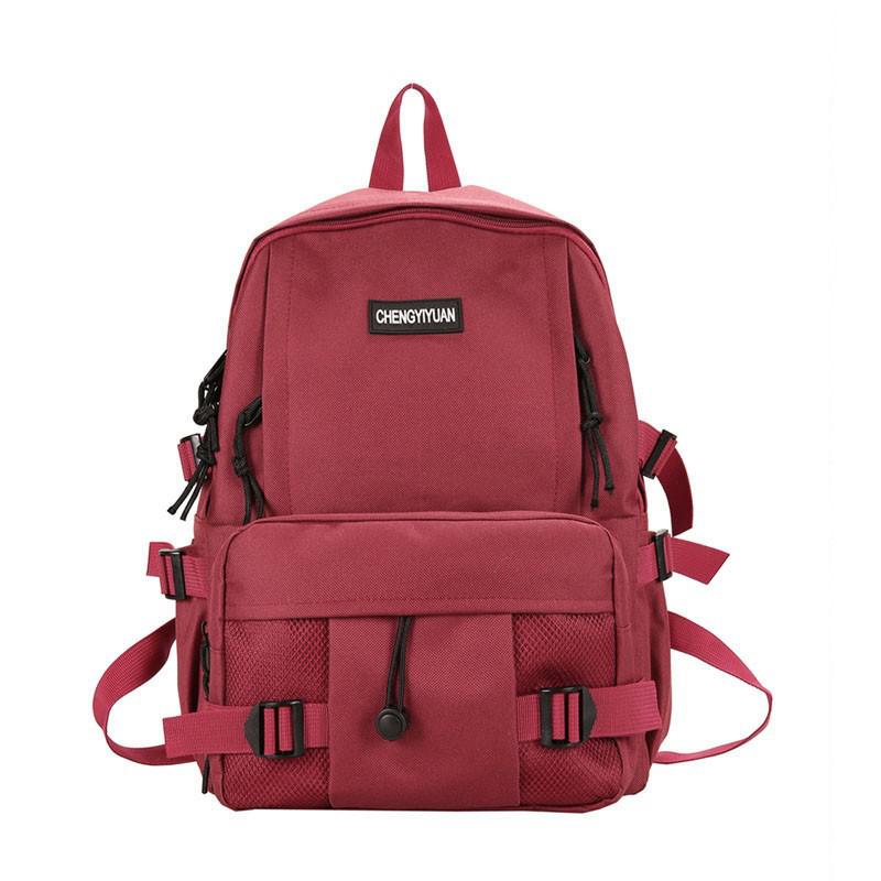 Mode Nylon Rugzak Eenvoudige Dames Rugzakken Leisure Grote Capaciteit Student Schooltas: Red