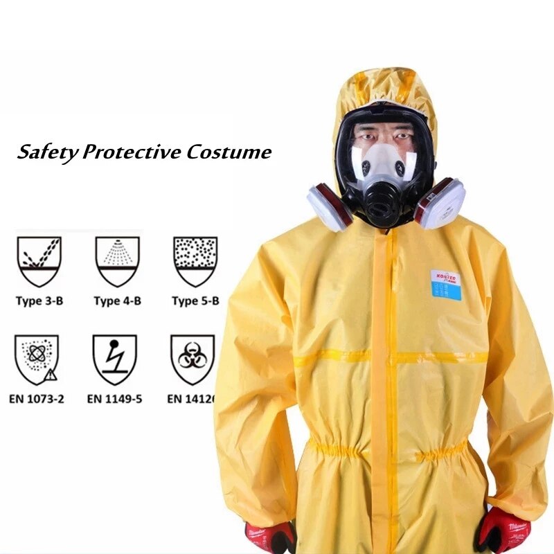 Splash Proof Work Protective Suit Chemical Industry Acid And Alkali Resistant Safety Protective Overalls With Hat