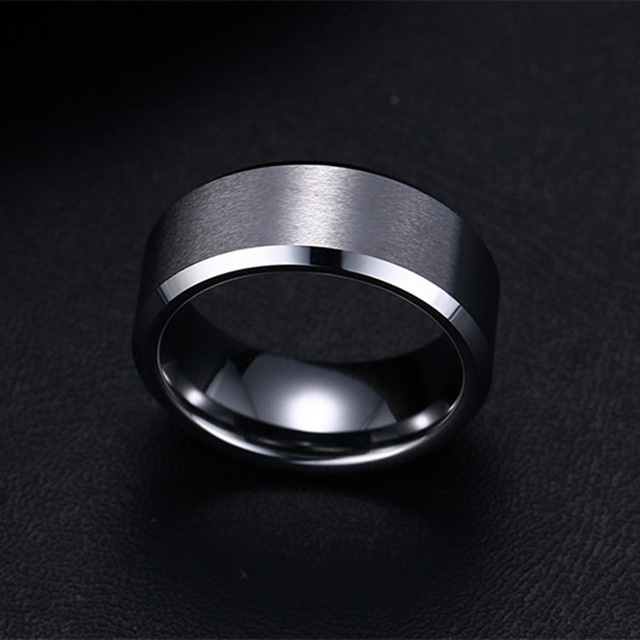 Charme smykker ring til mænd og kvinder rustfrit stål sorte ringe bryllup forlovelsesring matte herresmykker: 5 / Sølv