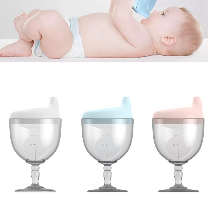 150ml Baby Infant Learning Drinking Bottles Wine Glass Shaped Kids Toldder Nursing Bottle Feeding Goblet Duckbill Cup