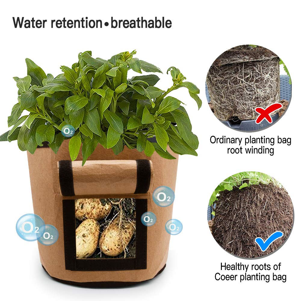 4/7/10/15 Gallon Potato Grow Bags Vegetable Plant Pot Home Garden Greenhouse Carrot Tomato Moisturizing Fabric Growing Planter