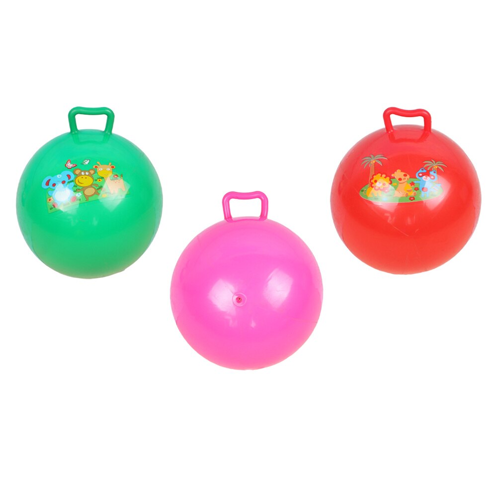 3Pcs Inflatable Hopper Balls Hop Bouncy Jumping with Handle Kicking Bounce Jumping Hopper Educational Toy (Random Style)