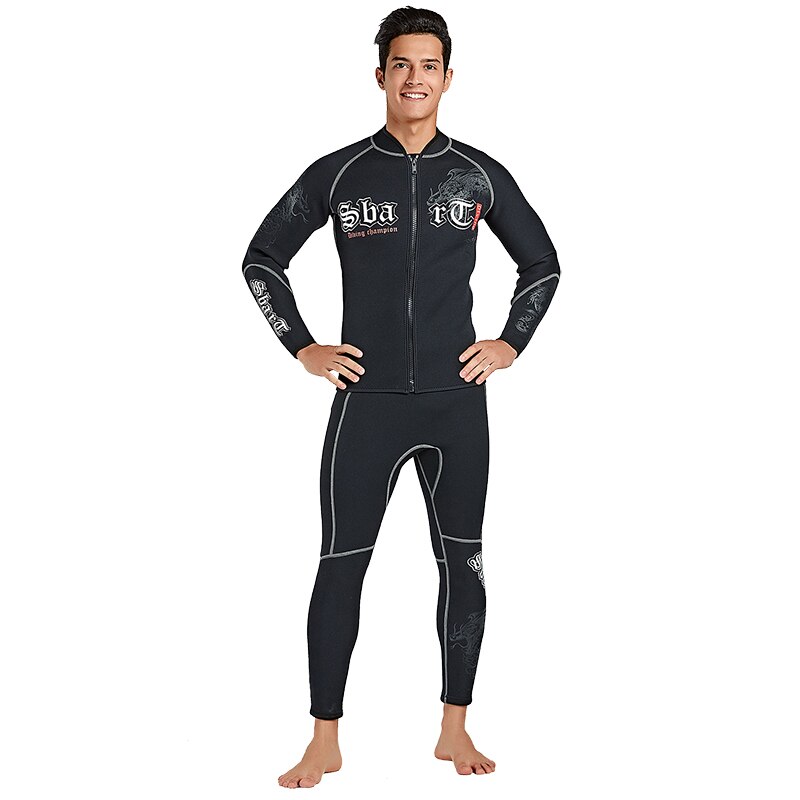 Mannen 3 Mm Warm Neopreen Wetsuit Jas Lange Mouw Zwarte Top Rits Surf Shirt Voor Duiken Zwemmen Snorkelen water Sport