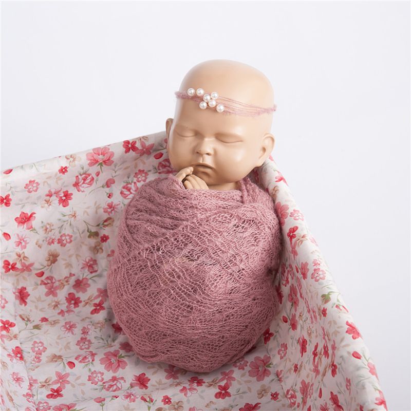 2 unids/set atrezos para fotografía de bebés envolturas de manta de punto elástico de foto recién nacido accesorios paño tocado
