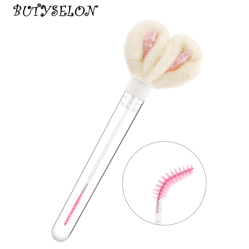 5 Pcs Rabbit Ears Decoration Tube Eyelash Brush Eyebrow Comb Clear Mascara Wands Micro Brush Makeup Tool Lash Extension Supplies