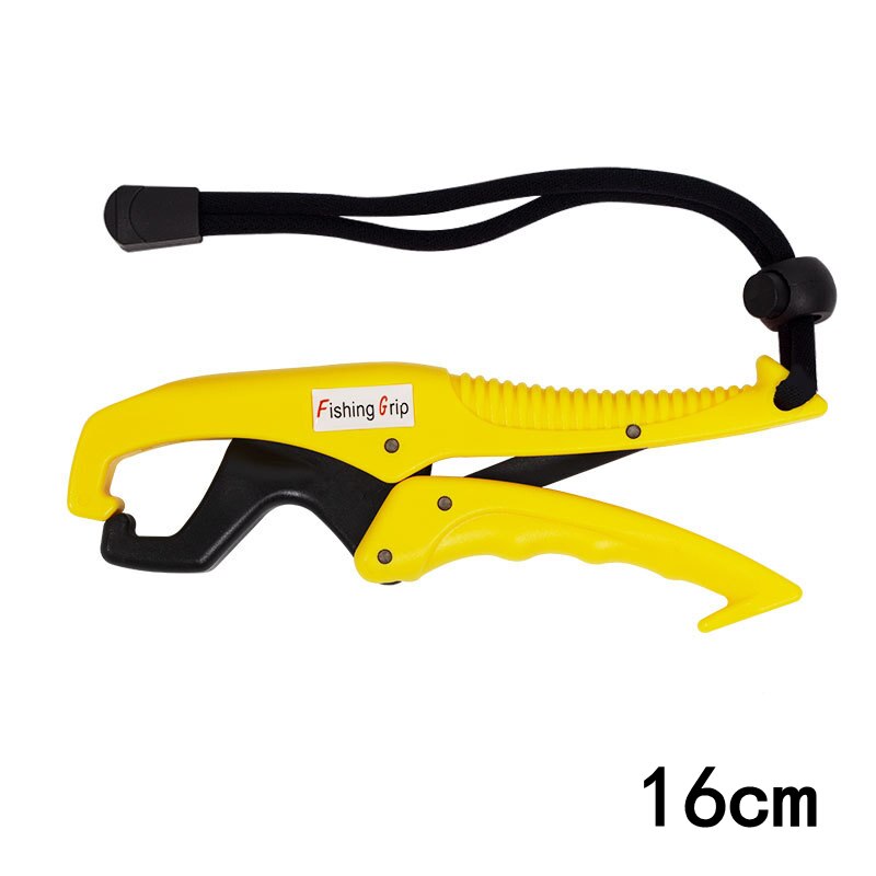 Fish Grabber Plier Controller Fish Grip ABS Grip Tackle Holder Fish Clamp with Adjustable Rope Fishing Tackle Accessories: Yellow 16cm