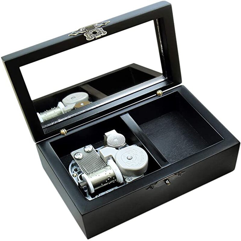 ROSIKING Vintage Wood Carved Mechanism Musical Box Wind Up Music Box Jewelry Box (Red Box, Kingdom Hearts)…