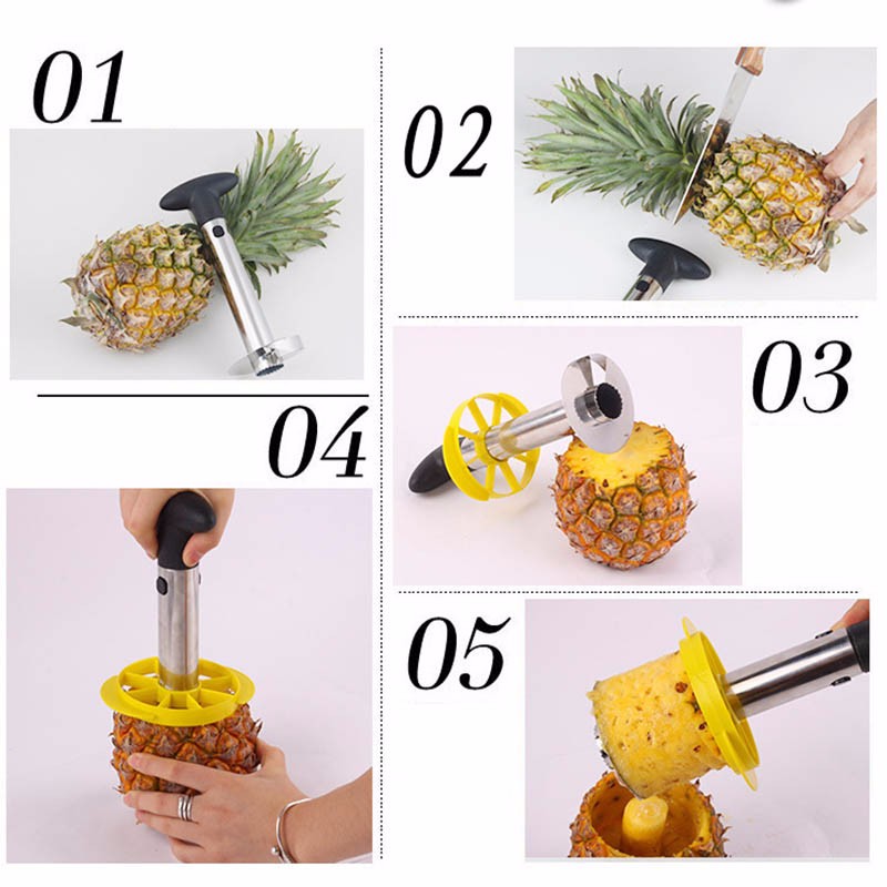 Rustfrit stål frugt ananas skærer spiral udkerner skæremaskine skræller køkken skræller makulator let værktøj tilbehør til køkkenet