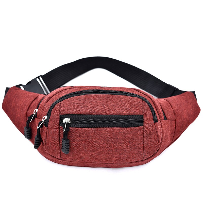 Riñonera Oxford para el pecho para mujer, bolso de cintura para el vientre, bolsillo con cremallera, bolsos de viaje a la: Rojo