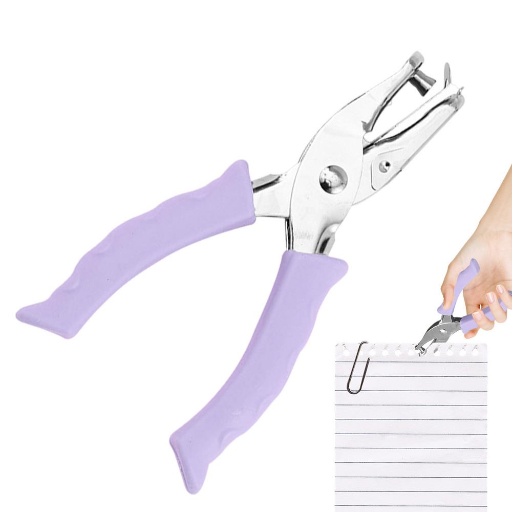 1 Hole Puncher Heavy Duty 1 Hole Punch Tool Paper Puncher Portable Hand Held Scrapbook Tool With Ergonomic Soft Grip For: PURPLE
