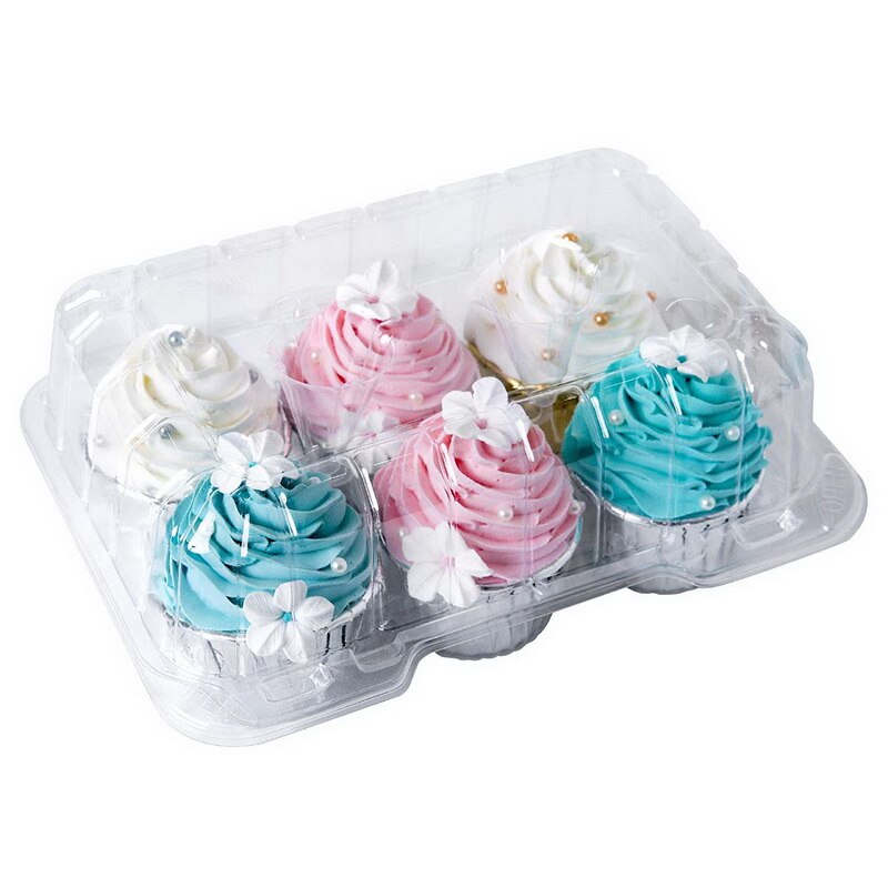 Klare cupcake containere kasser 6 holder muffin kopper med 4 "højt sikkert miljøvenligt materiale