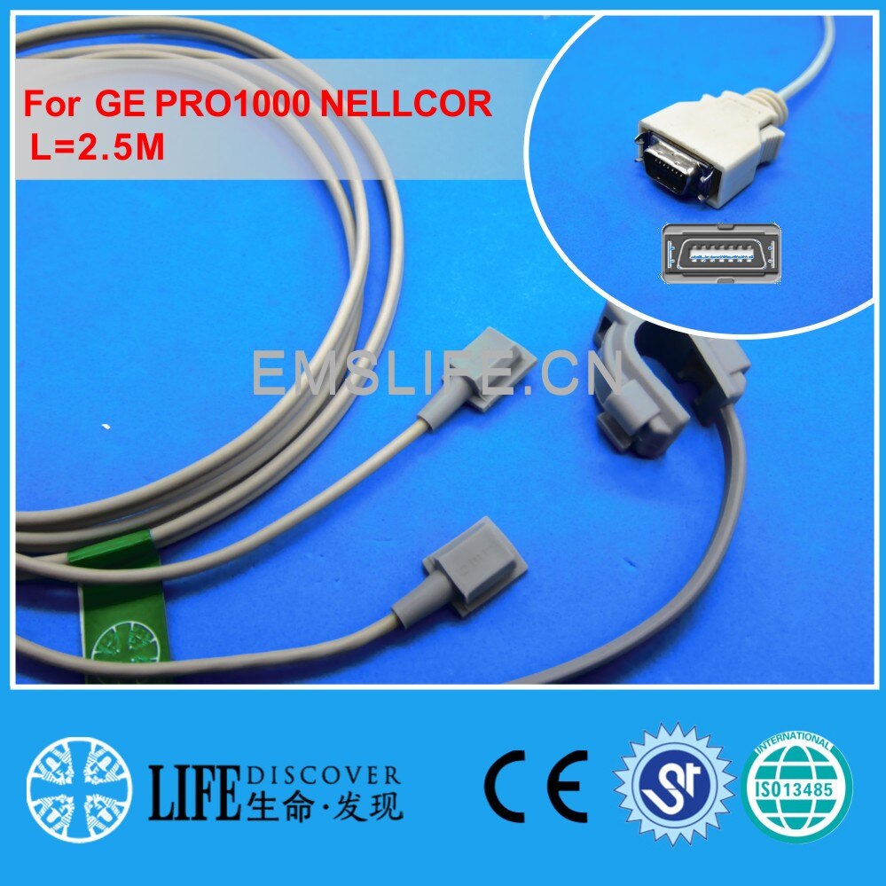 Long cable AWT adult finger clip spo2 sensor for GE dinamap pro1000 Nellcor: Y-model