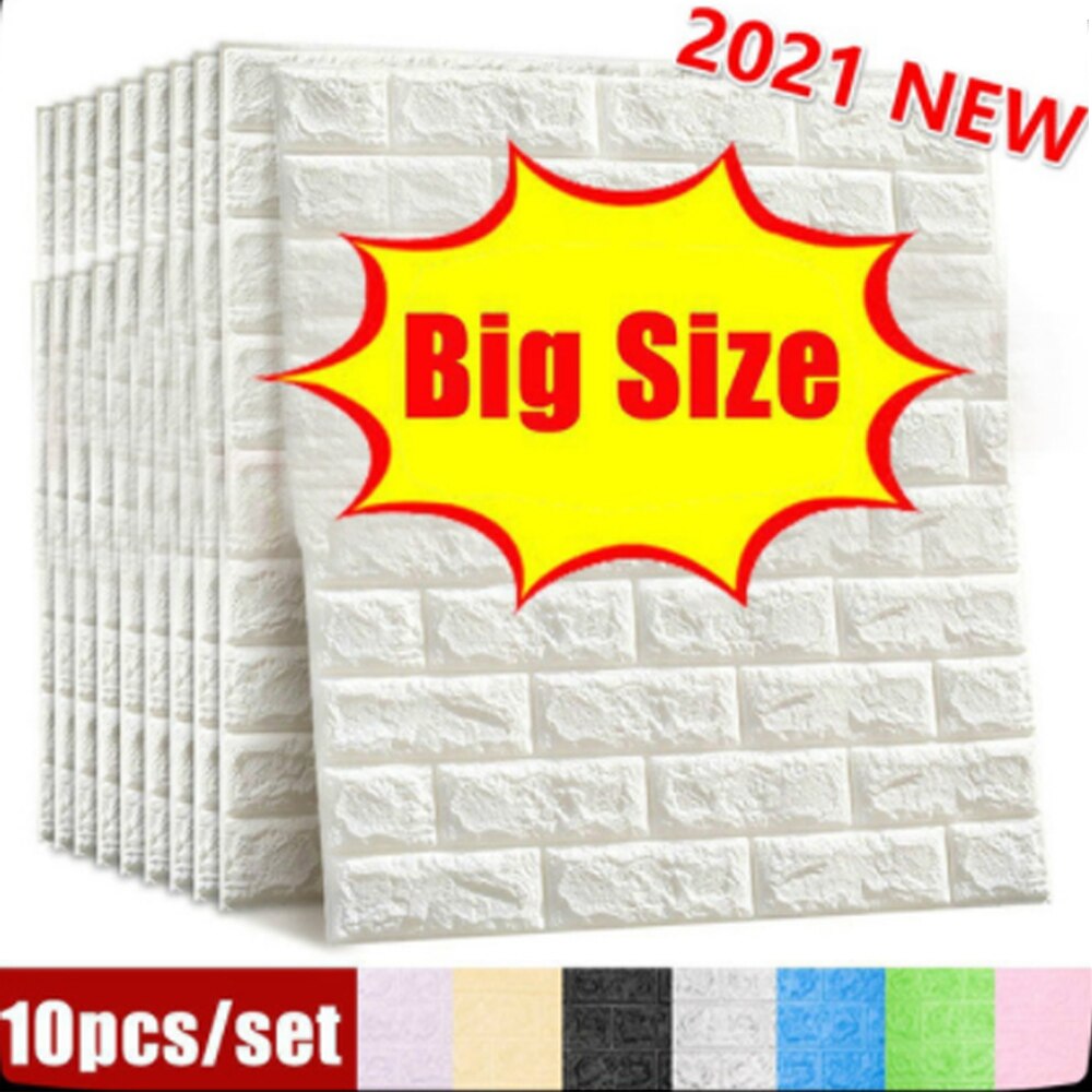 Paneles de imitación de ladrillo para pared 3D, autoadhesivo de pared grande, impermeable, espuma PE, hogar, dormitorio, sala de estar, cocina, TV, fondo