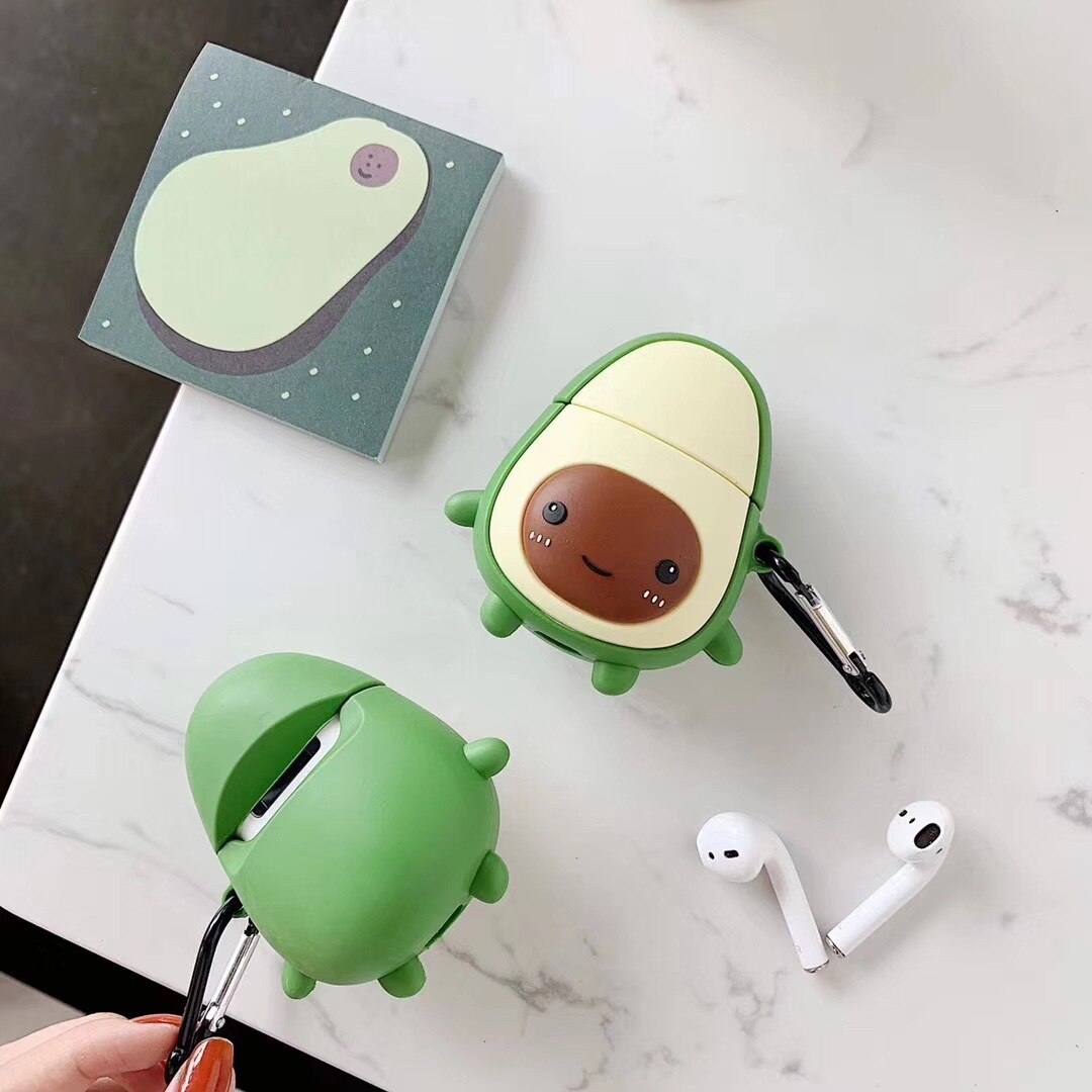 Voor Apple Oortelefoon Case Leuke 3D Cartoon Avocado Oortelefoon Doos Voor Apple Airpods 2 Silicone Headphone Cover Voor Airpods 1/2 case