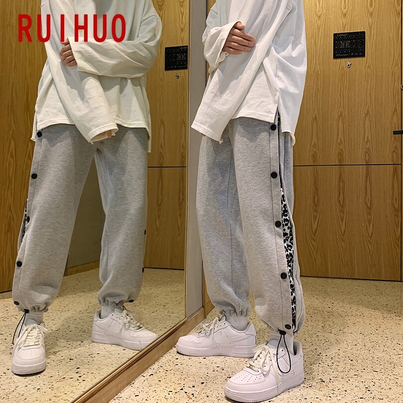 RUIHUO Leopard Print Ankle-Length Pants Men Harajuku Men Joggers Sweatpants Work Clothes Men Pants Hip Hop 2XL