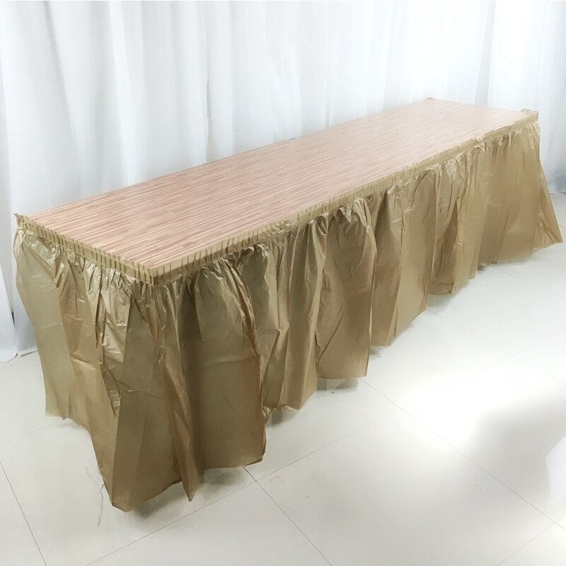 Disposable Table Skirt PEVA Table Skirting Rectangle Desk Skirt Kid Birthday Party Table Cover for Wedding Party Home Decoration
