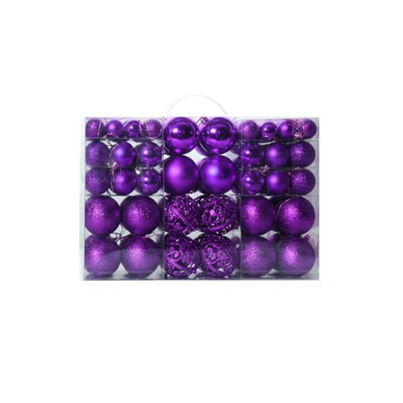 100 stuks/doos kerstbal boxset beschikbaar kerstboomversiering: Paars