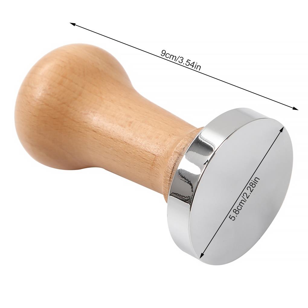 Solid Wood Handle Coffee Tamper Stainless Steel Press Powder Hammer Squeezer, Thread Base: No.3