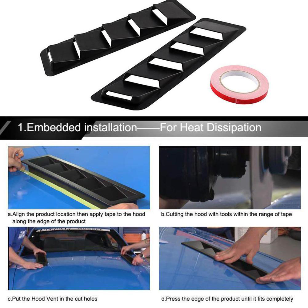 Universal Car Hood Vent Louver Cooling Panel Scoop Cover Air Flow Intake Scoop Carbon Patterned Car Bonnet Hood Automobile Parts
