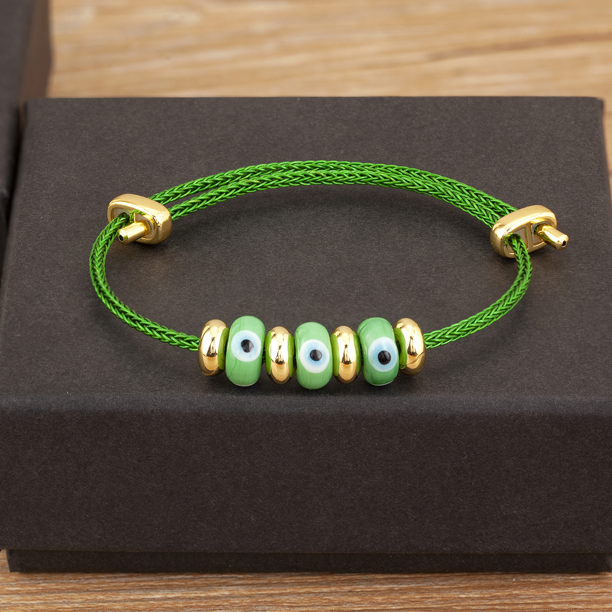 Nidin nueva pulsera de cuerda de ojo malvado turco de la suerte ajustable para mujeres estilo Punk de personalidad de joyería: Verde oscuro