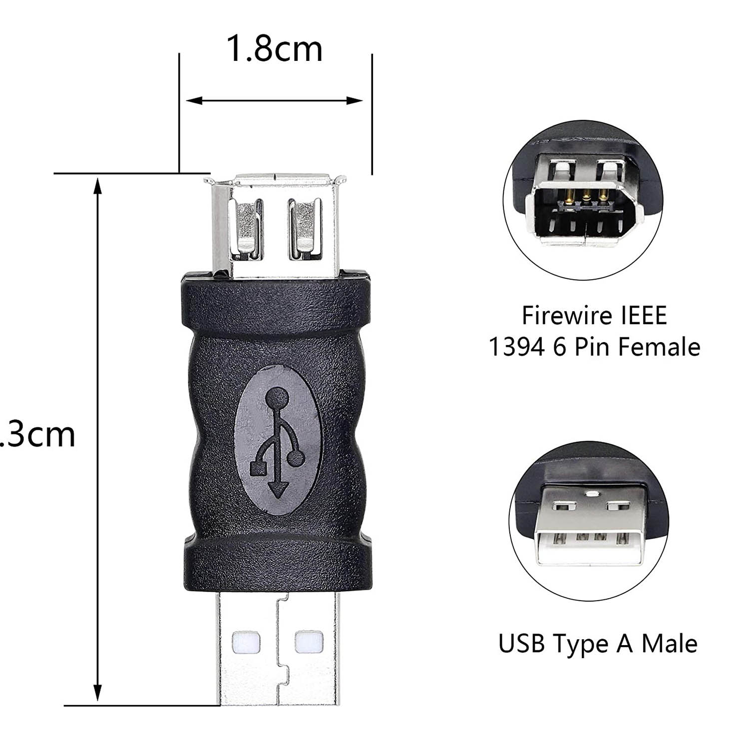 1 st Firewire IEEE 1394 6 Pin Female naar USB Male Adapter Converter Connector voor Printer, Digitale Camera, PDA, Scanner, Harde Schijf