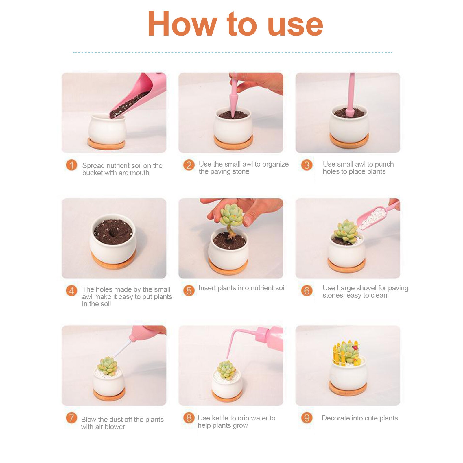 Upgraded Version Of 12 Pcs Succulent Planting Tool Mini Garden Hand Tool Set For Indoor Miniature Plant Care Plant Lovers