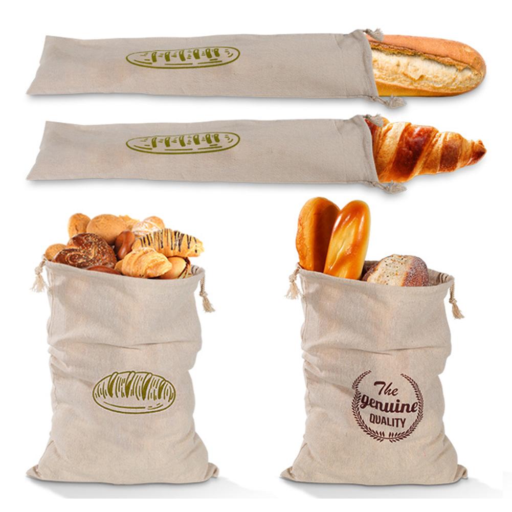 Brød opbevaringspose genanvendelig baguette snorpose naturlig linned bagel bolle opbevaringssæk bærbar madbeholder