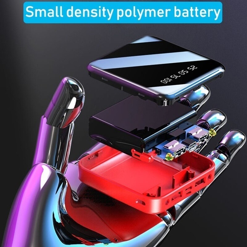 Mini 20000mAh Power Bank caricabatterie esterno Powerbank di grande capacità PowerBank digitale Dual USB Charge LED Light Poverbank